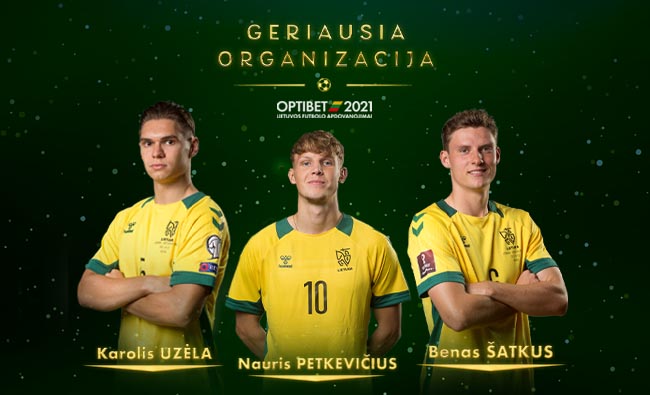 2021-ųjų Optibet Lietuvos futbolo apdovanojimai. Trys geriausi Lietuvos jaunieji futbolininkai