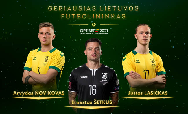 2021-ųjų Optibet Lietuvos futbolo apdovanojimai. Trys geriausi Lietuvos metų futbolininkai
