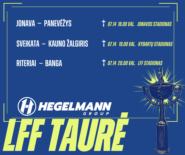 Hegelmann LFF taurės aštuntfinalio porų apžvalga