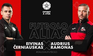 Pamatykite: smagiame „Futbolo alias“ iššūkyje susigrūmė „Sūduvos“ treneriai